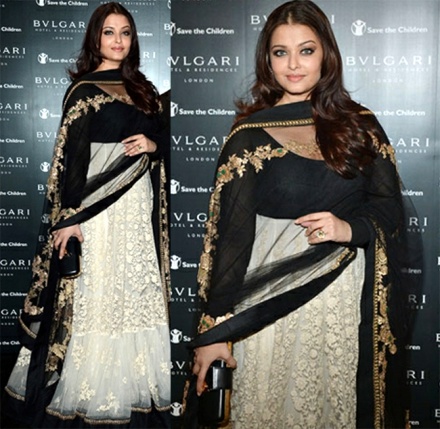 Aishwarya Rai resplendent in Sabyasachi Mukherjee dress at Bulgari event